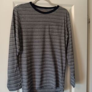 Cat & Jack Boy's Blue and White Striped Long Sleeve Tee